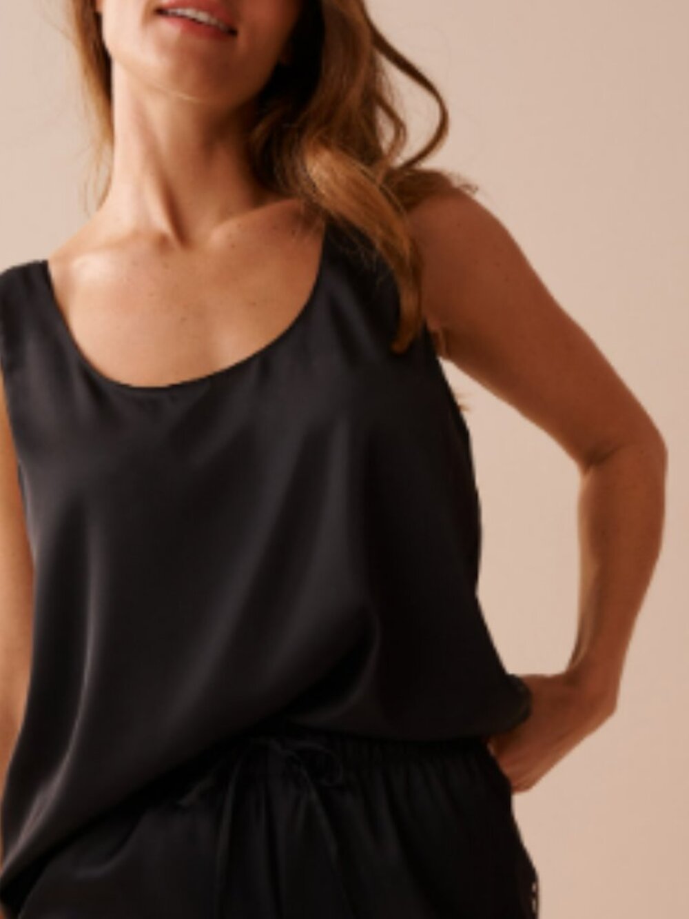La Vie En Rose Black Satin Cami